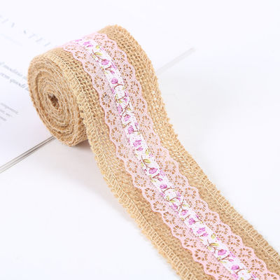6.5cm ジュート・バーラップ リボン シンプル サタン 織り縁 10ヤード 環境に優しい