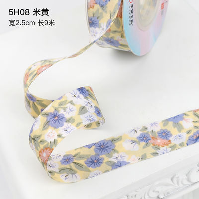 花の花 プリント 綿のリボン 25mm 個別 ギフト リボン