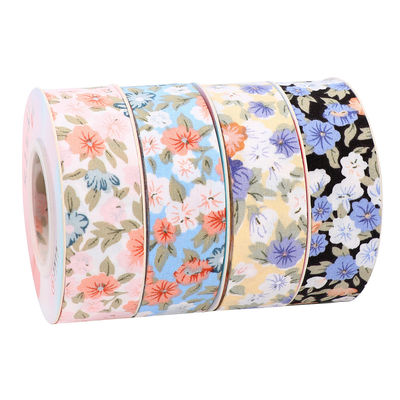 花の花 プリント 綿のリボン 25mm 個別 ギフト リボン