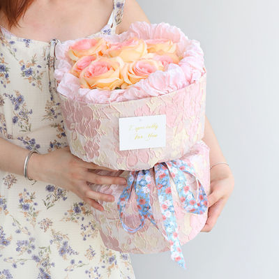花の花 プリント 綿のリボン 25mm 個別 ギフト リボン