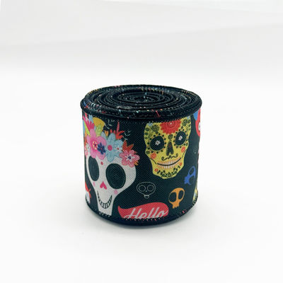 かわいいアニメ ハロウィーンのワイヤードリボン 63mm フェスティバル ハロウィーンのグロスグラインリボン
