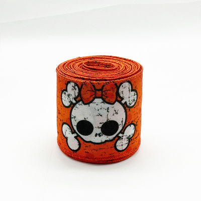 かわいいアニメ ハロウィーンのワイヤードリボン 63mm フェスティバル ハロウィーンのグロスグラインリボン