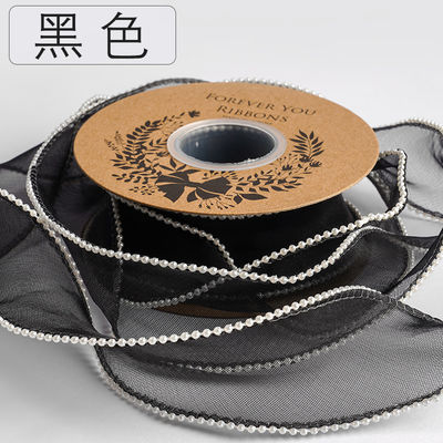 40mm パール エッジ ポリエステル オーガンザ リボン 贅沢 ギフト 梱包