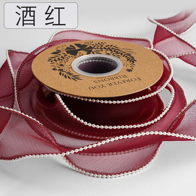 40mm パール エッジ ポリエステル オーガンザ リボン 贅沢 ギフト 梱包
