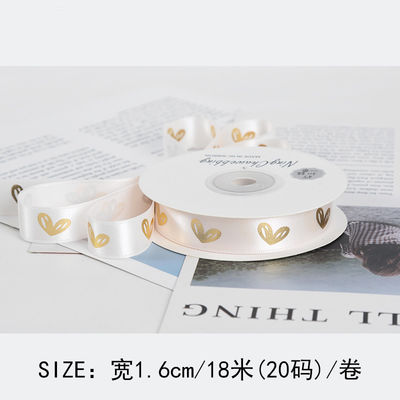 16mm ハート パターン ゴールド フィルム プリント リボン ギフト 梱包 と 飾り付け