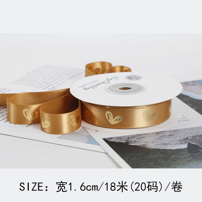 16mm ハート パターン ゴールド フィルム プリント リボン ギフト 梱包 と 飾り付け