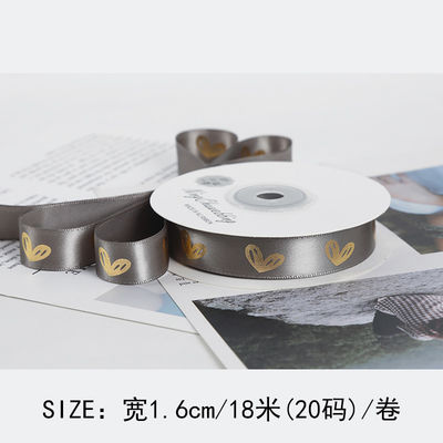 16mm ハート パターン ゴールド フィルム プリント リボン ギフト 梱包 と 飾り付け