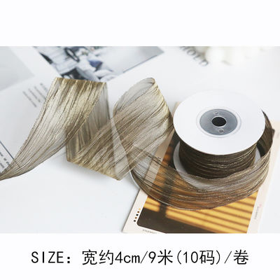ポリエステル 38mm オーガンザ リボン エコフレンドリー ホワイトピンク オーガンザ リボン