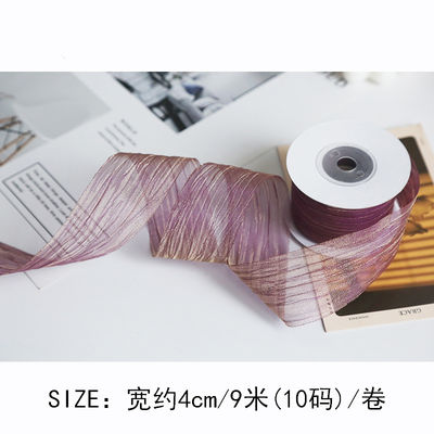 ポリエステル 38mm オーガンザ リボン エコフレンドリー ホワイトピンク オーガンザ リボン