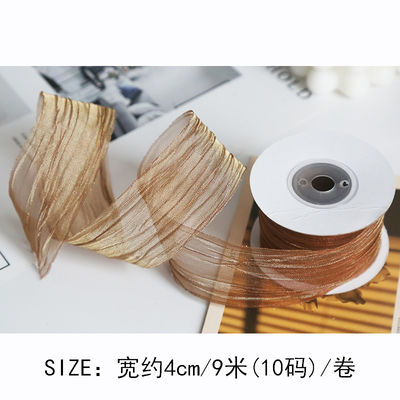 ポリエステル 38mm オーガンザ リボン エコフレンドリー ホワイトピンク オーガンザ リボン