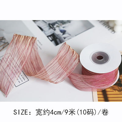ポリエステル 38mm オーガンザ リボン エコフレンドリー ホワイトピンク オーガンザ リボン