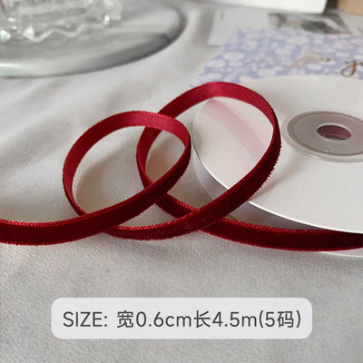 38mm 双面ベルベットリボン 3.8cm 暗赤ベルベットリボン