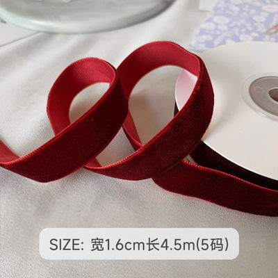 38mm 双面ベルベットリボン 3.8cm 暗赤ベルベットリボン