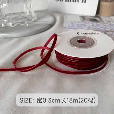 38mm 双面ベルベットリボン 3.8cm 暗赤ベルベットリボン