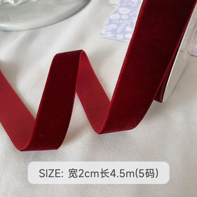 38mm 双面ベルベットリボン 3.8cm 暗赤ベルベットリボン
