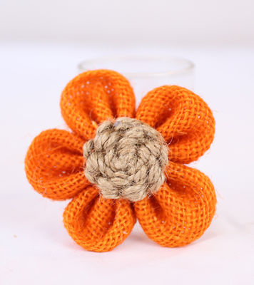 8cm 布団のリボン花 紫色 オレンジ ブラック ジュートロープ花