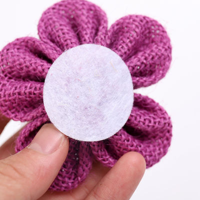 8cm 布団のリボン花 紫色 オレンジ ブラック ジュートロープ花