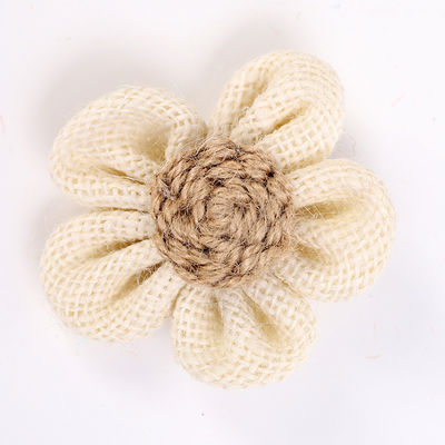 8cm 布団のリボン花 紫色 オレンジ ブラック ジュートロープ花