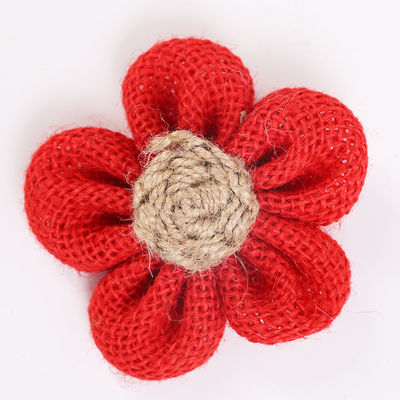 8cm 布団のリボン花 紫色 オレンジ ブラック ジュートロープ花