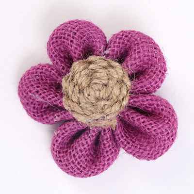8cm 布団のリボン花 紫色 オレンジ ブラック ジュートロープ花