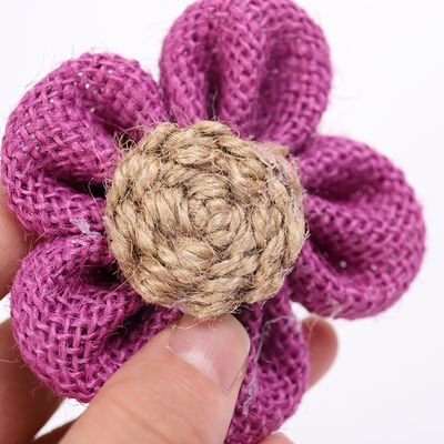 8cm 布団のリボン花 紫色 オレンジ ブラック ジュートロープ花