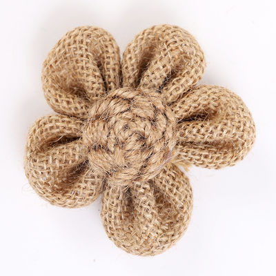8cm 布団のリボン花 紫色 オレンジ ブラック ジュートロープ花