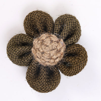 8cm 布団のリボン花 紫色 オレンジ ブラック ジュートロープ花