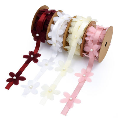 40mm*2m ポリエステル フローラル リボン トリム OEM ODM フローラル 蕾丝 リボン