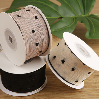 3色 ストライプ Ribbon 40mm ハート プリント ポリエステル リボン OEM エコフレンドリー