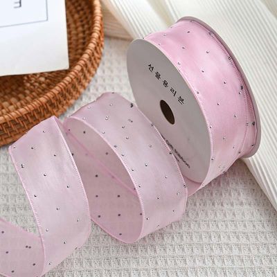 4cm*18m 輝くダイヤモンド ポリエステル オーガンザ リボン 高品質 ギフト リボン