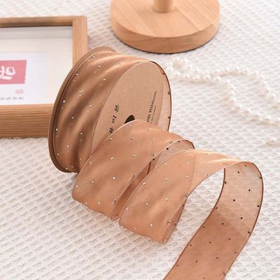 4cm*18m 輝くダイヤモンド ポリエステル オーガンザ リボン 高品質 ギフト リボン
