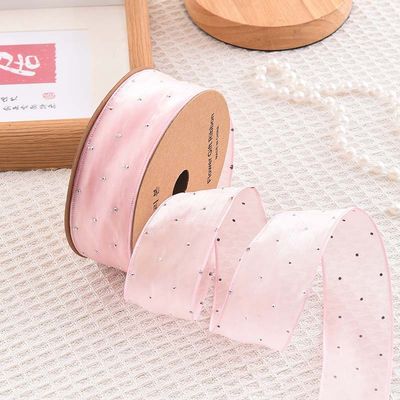 4cm*18m 輝くダイヤモンド ポリエステル オーガンザ リボン 高品質 ギフト リボン