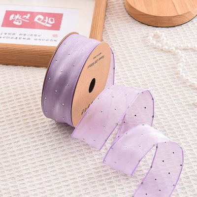 4cm*18m 輝くダイヤモンド ポリエステル オーガンザ リボン 高品質 ギフト リボン