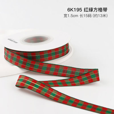 クリスマス 格子 リボン ギフト ボックス 梱包 リボン ハンドメイド DIY 弓 リボン ポリエステル リボン