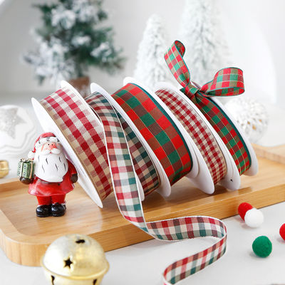 クリスマス 格子 リボン ギフト ボックス 梱包 リボン ハンドメイド DIY 弓 リボン ポリエステル リボン